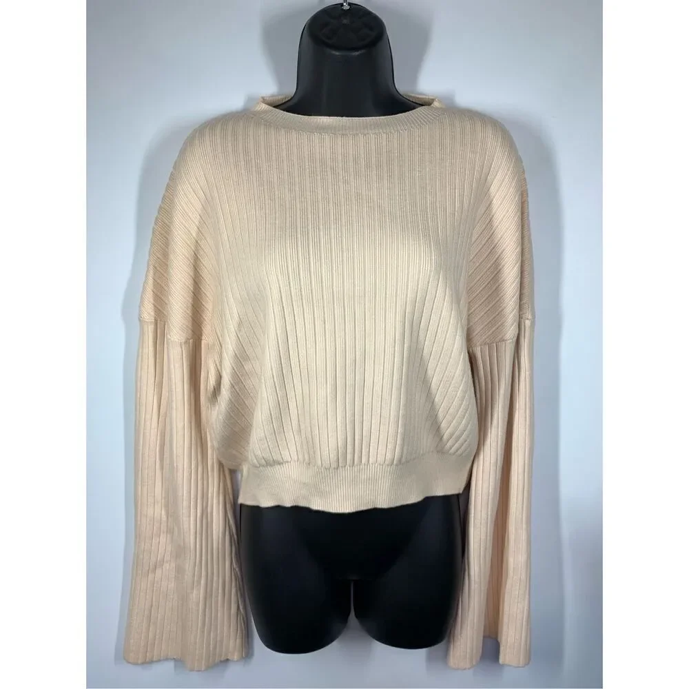 Lulus cropped ribbed bell sleeve sweater size XL NWT